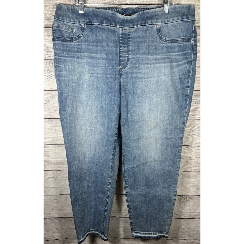 Chico's Sz 3R (16R) Pull On Ankle Jeggings Jeans Light Wash Stretch Back Pockets